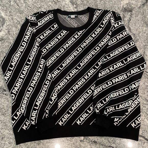 Karl Lagerfeld Paris | Women’s | Sweater | Pull Over | Spell Out | Black & White - Picture 1 of 16